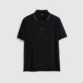 Cotton jersey piquet polo shirt - black