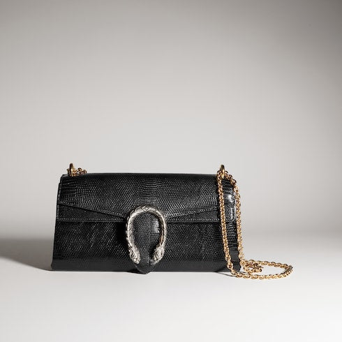 Dionysus lizard medium shoulder bag - black