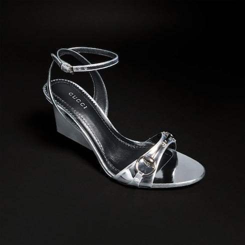 Women's Donna platform sandal - silver lamé leather