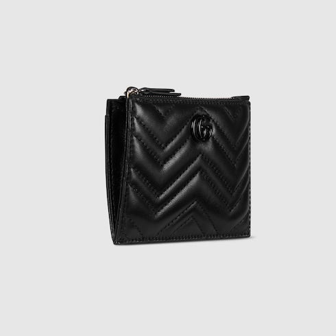 GG Marmont zip key pouch - black leather