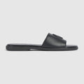 Women's slide sandal with Double G - black leather