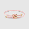Bracelet with enamel Round Interlocking G - light pink leather