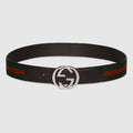 Reversible belt with Interlocking G buckle - green, red and brown