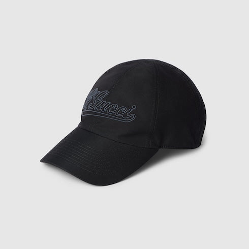 Cotton baseball hat with embroidery - black