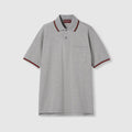 Cotton piquet polo shirt with embroidery - grey mélange