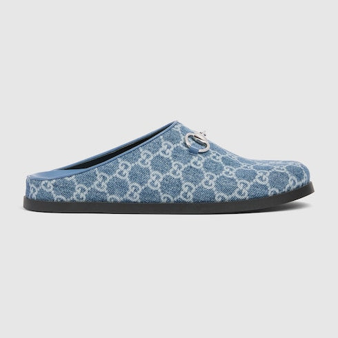 Women's mule with Horsebit - blue GG denim