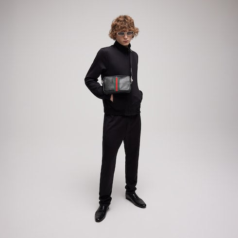 Silk cotton jersey sportswear pants - black