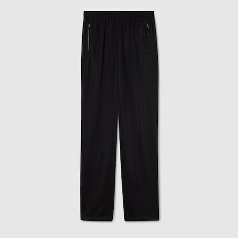 Jersey leisure pants with embroidery - black