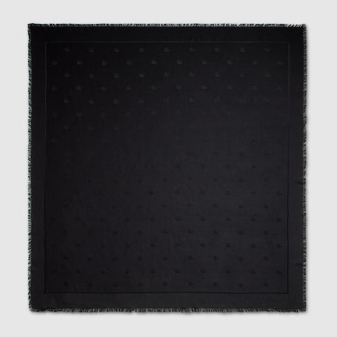 Double G silk wool shawl - black