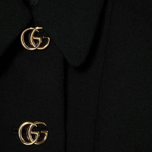 Crêpe wool jacket with Double G button - black