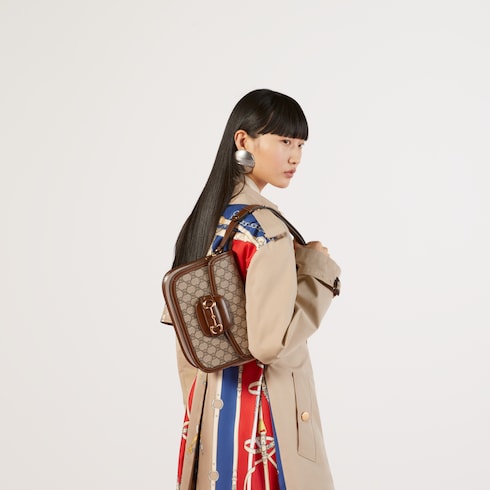 GG Supreme / Brown Gucci 1955 Horsebit Shoulder Bag - GG Supreme / Brown