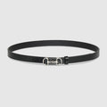 Thin belt with Horsebit buckle - black leather