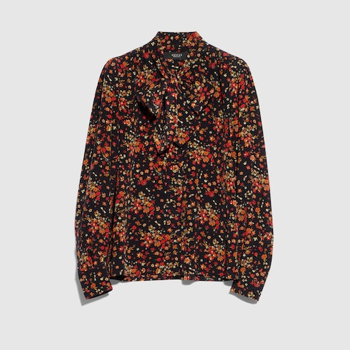 Printed silk shirt - black and red