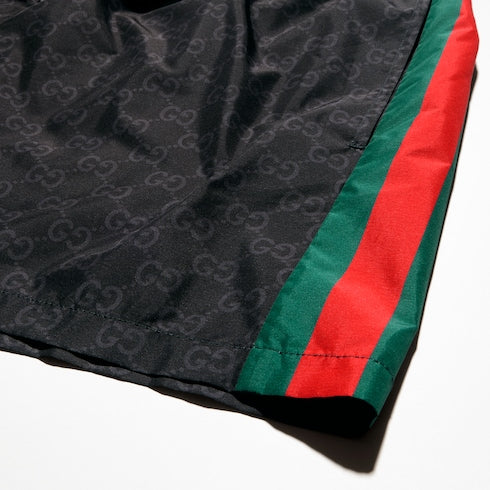 GG print nylon swim shorts - black
