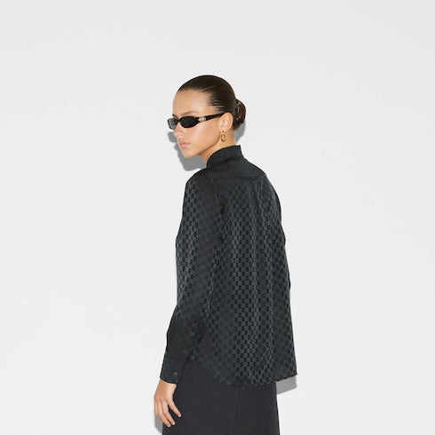 GG crêpe silk shirt - black