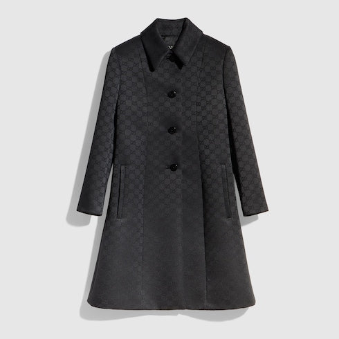 GG viscose jacquard coat - black