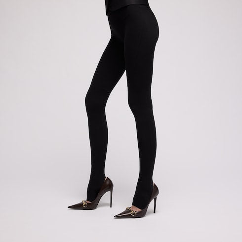 Seamless stretch nylon jersey leggings - black