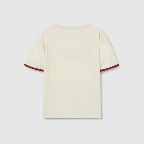 Children's cotton T-shirt with patch - white
