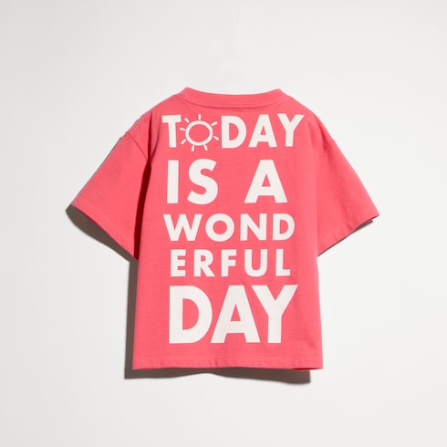 Children's cotton T-shirt with print - pink