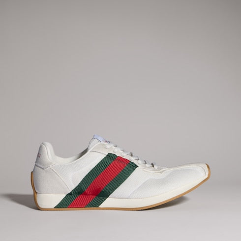 Women's Gucci Tempo sneaker - white mesh and suede
