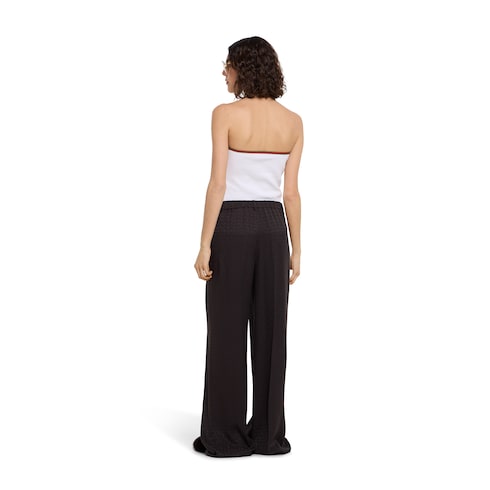 Horsebit silk jacquard pants - dark brown