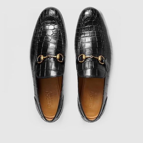 Men's Gucci Jordaan crocodile loafer - black