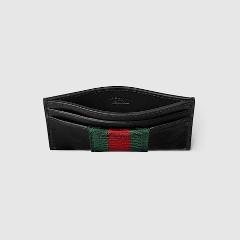 Web Trademark card case - black leather