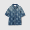 Children's printed denim shirt - blue