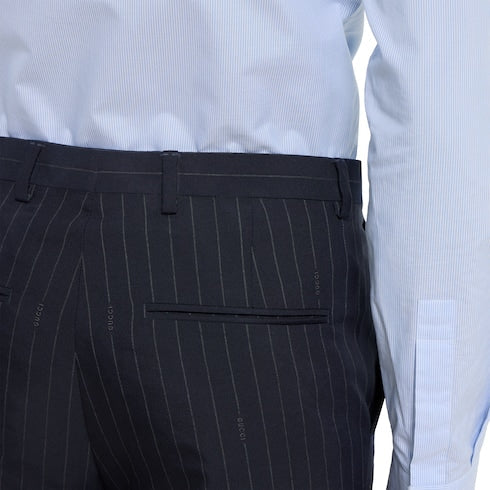 Pinstripe wool pant - dark blue and grey