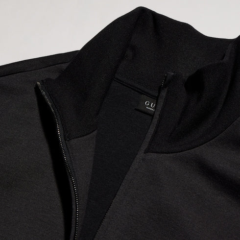 Silk cotton jersey zip jacket - black