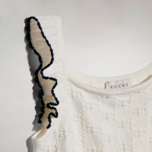 Children's GG cotton dress - ivory and navy