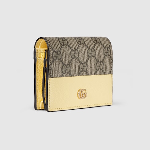 Bi-color GG Marmont small wallet - light yellow leather
