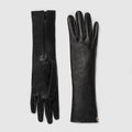 Leather gloves with Double G - black