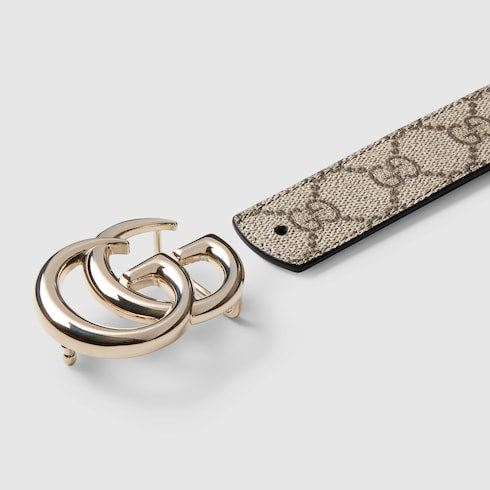 Reversible GG Marmont belt - beige Supreme and black leather