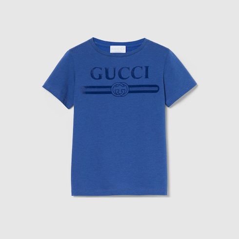 Children's cotton T-shirt with print - blue