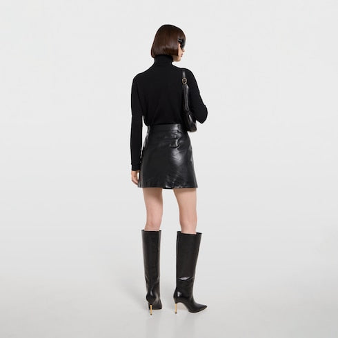 Leather mini skirt - black