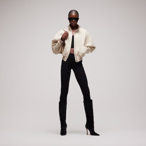 Silk poplin zip jacket - light beige