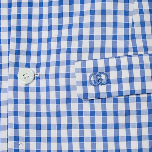 Children's gingham cotton jacket - light blue and white