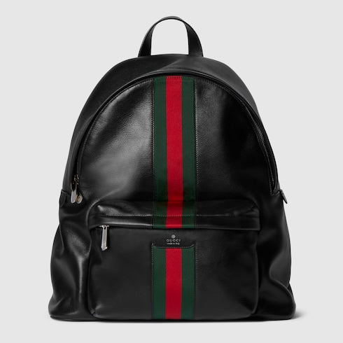 Web Trademark large backpack - black leather