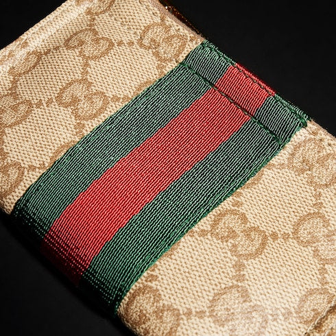 Mini pouch with Web - sand and brown GG canvas