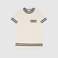Children's cotton dress with Horsebit - white
