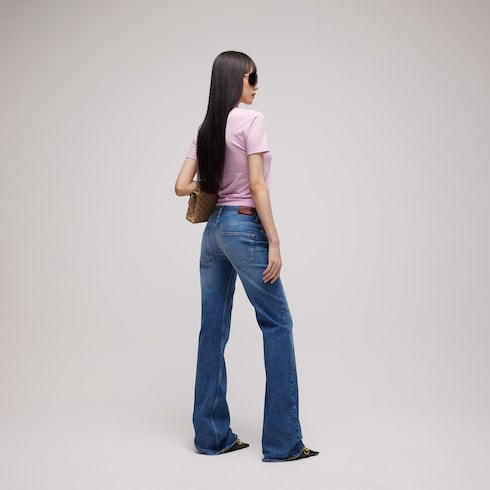 Cotton jersey T-shirt with Gucci crest - light pink