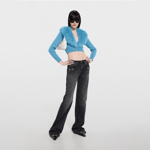 Knit wool cashmere cardigan - light blue