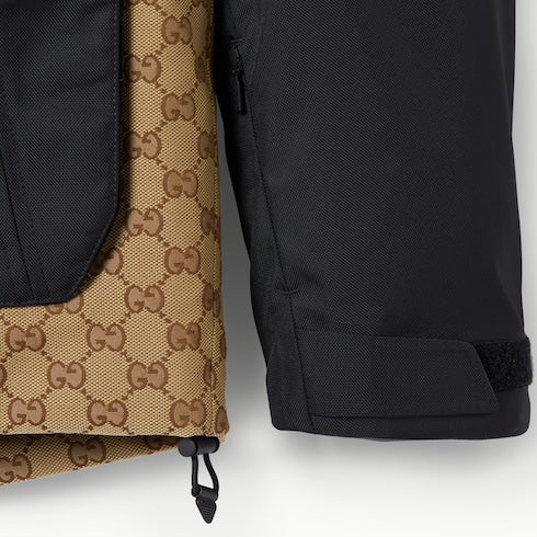 GG technical fabric jacquard jacket - beige and dark brown