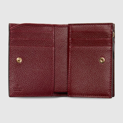 Bi-color GG Marmont small wallet - beige and Rosso Ancora leather