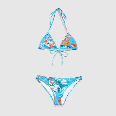 Printed stretch jersey bikini - multicolor