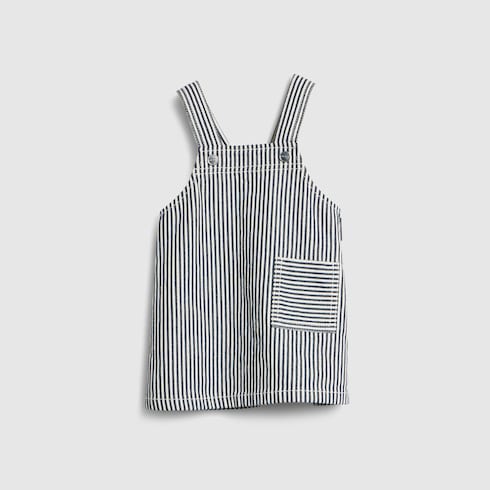 Baby striped denim dress - white and blue