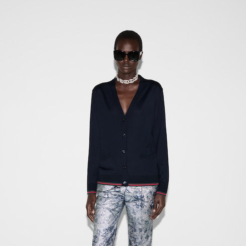 Extra fine cashmere silk cardigan - navy