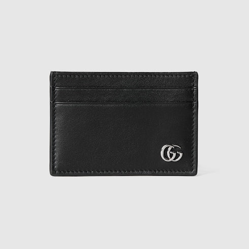 GG Marmont card case with money clip - black soft leather