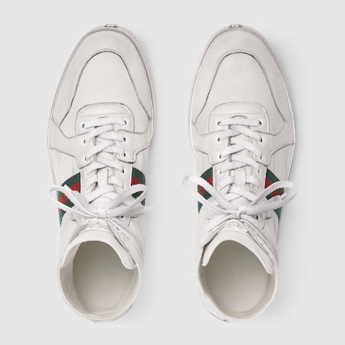 Men's Stretch high-top sneaker - white leather
